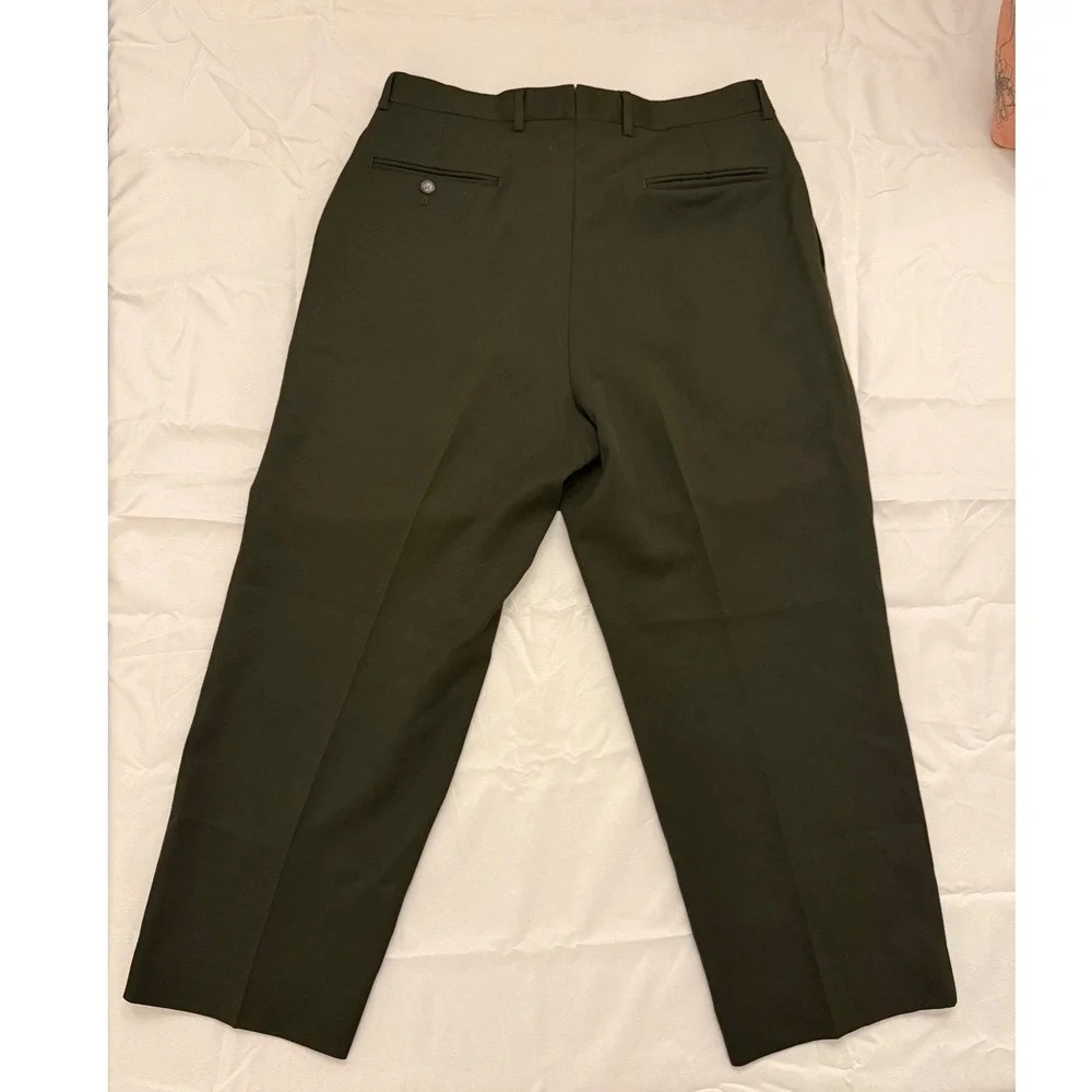 Nordstrom Mens Smartcare Wool Pleated Dress Pants 33R Black Career Office Work